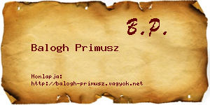 Balogh Primusz névjegykártya